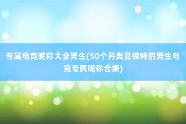 专属电竞昵称大全男生(50个另类且独特的男生电竞专属昵称合集)