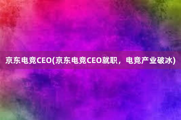 京东电竞CEO(京东电竞CEO就职，电竞产业破冰)