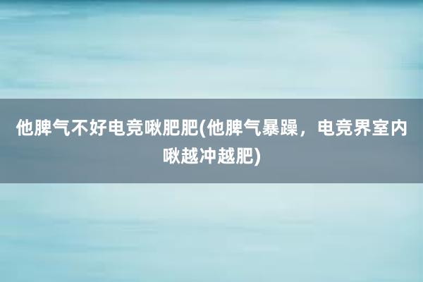 他脾气不好电竞啾肥肥(他脾气暴躁，电竞界室内啾越冲越肥)