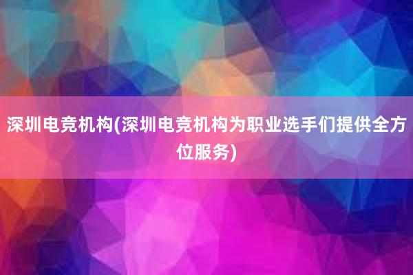 深圳电竞机构(深圳电竞机构为职业选手们提供全方位服务)