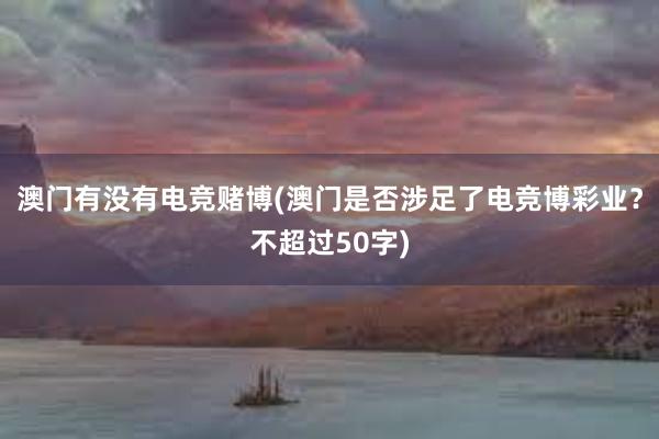 澳门有没有电竞赌博(澳门是否涉足了电竞博彩业？不超过50字)