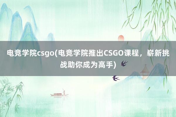 电竞学院csgo(电竞学院推出CSGO课程，崭新挑战助你成为高手)