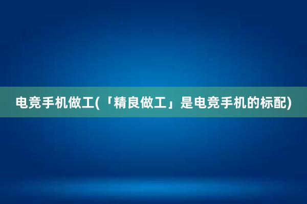 电竞手机做工(「精良做工」是电竞手机的标配)