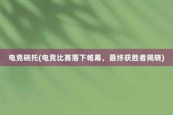 电竞碗托(电竞比赛落下帷幕，最终获胜者揭晓)