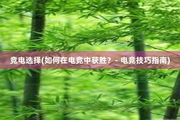 竞电选择(如何在电竞中获胜？- 电竞技巧指南)