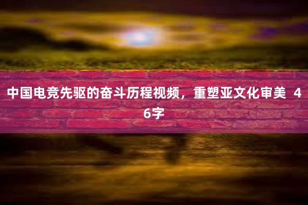 中国电竞先驱的奋斗历程视频，重塑亚文化审美  46字