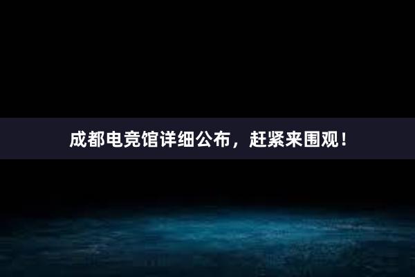 成都电竞馆详细公布，赶紧来围观！