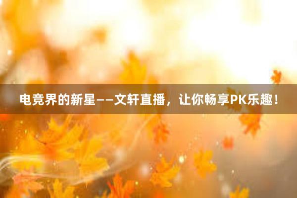 电竞界的新星——文轩直播，让你畅享PK乐趣！