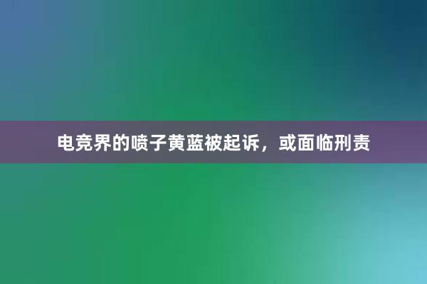 电竞界的喷子黄蓝被起诉，或面临刑责