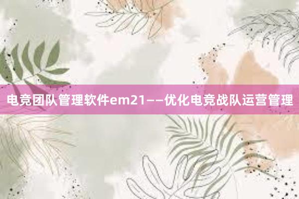 电竞团队管理软件em21——优化电竞战队运营管理