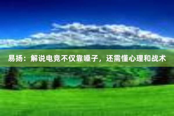 易扬：解说电竞不仅靠嗓子，还需懂心理和战术