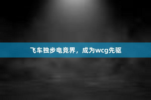 飞车独步电竞界，成为wcg先驱